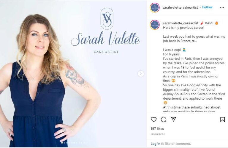 Sarah's story on Instagram